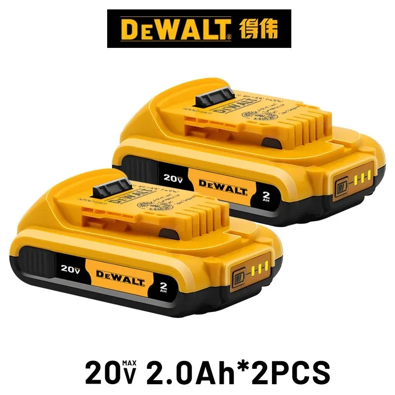 DeWalt 20V battery set lifestyle shot with three 9000mAh packs