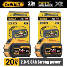 DeWALT FlexVolt battery packaging, yellow and black front view
