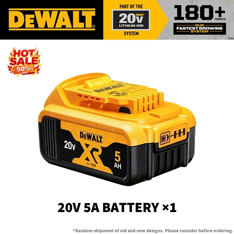 DEWALT 20V 5Ah battery packaging, yellow and black