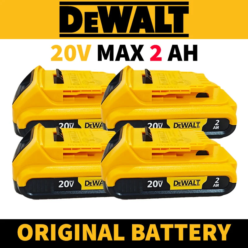 DEWALT 20V MAX batteries lifestyle shot, yellow and black