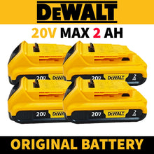 DEWALT 20V MAX batteries lifestyle shot, yellow and black