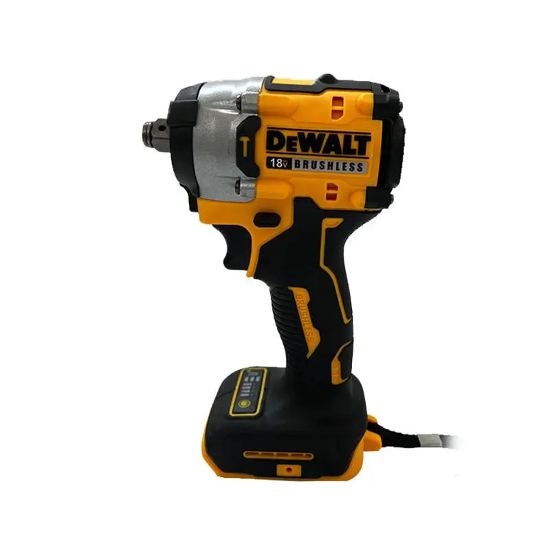 DEWALT DCF921 front view with LED light, yellow and black impact wrench