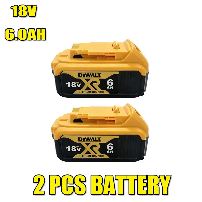 DEWALT DCF921 dual battery pack front view in yellow and black