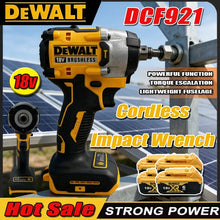 DEWALT DCF921 lifestyle shot, yellow and black cordless impact wrench