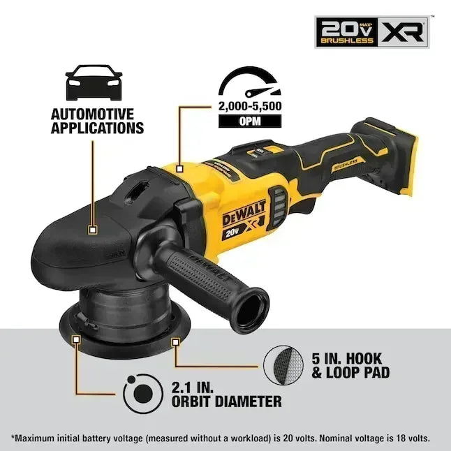 DEWALT DCM848 packaging spec image, black and yellow product details