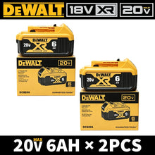 DEWALT XR 20V 6Ah battery packaging, yellow and black on solid background