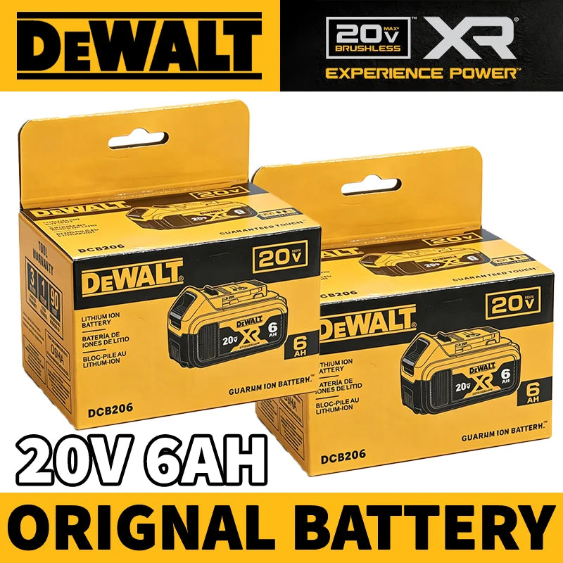 DEWALT XR battery pack yellow-black packaging, front view
