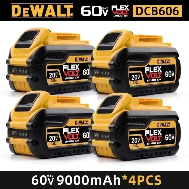 Dewalt battery pack set packaging, yellow and black, 60V 9000mAh