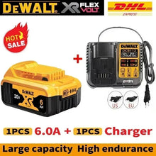 DeWALT 6.0Ah FlexVolt battery packaging, yellow and black, charger included