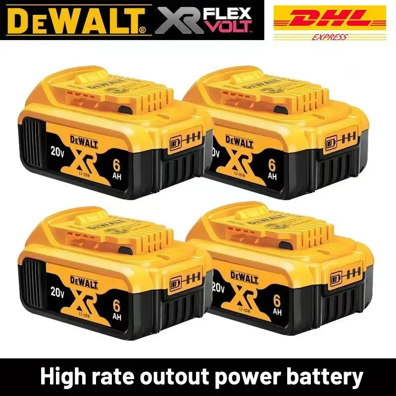 DeWALT FlexVolt battery pack, four batteries in yellow and black packaging