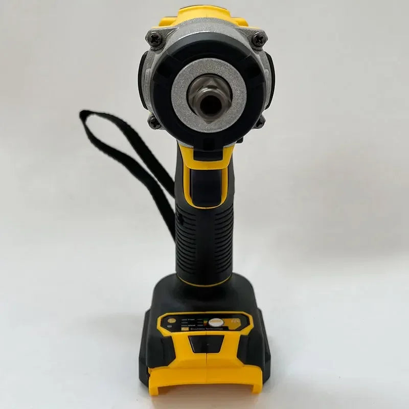 Front view of cordless impact drill with battery included and LED light