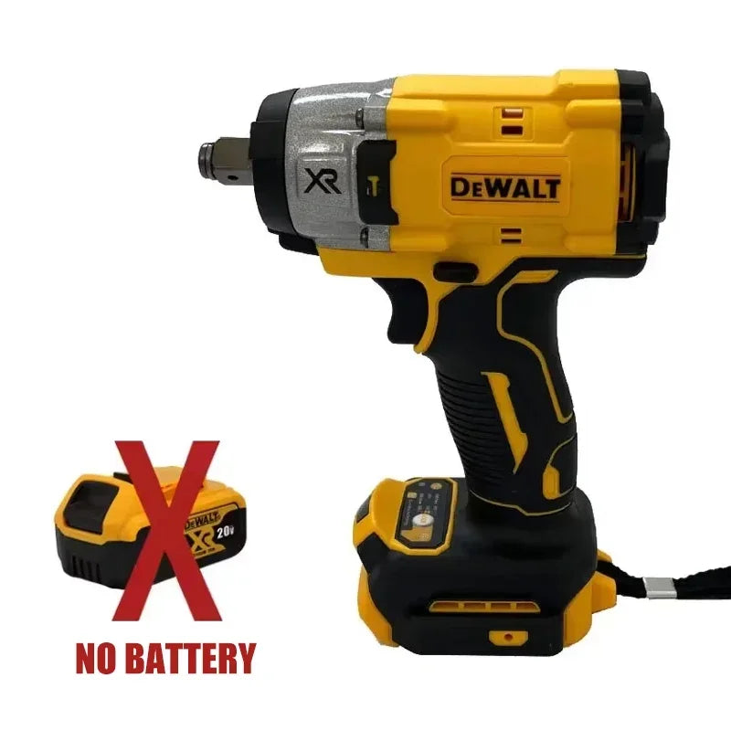 Front view of high-power cordless impact drill, silver and black