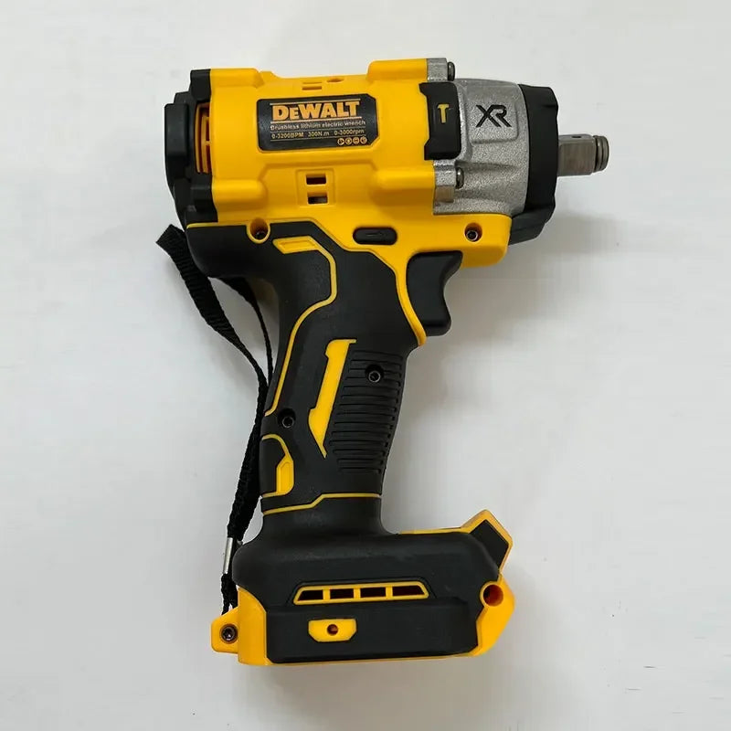 Side view of cordless impact drill with ergonomic grip, yellow and black