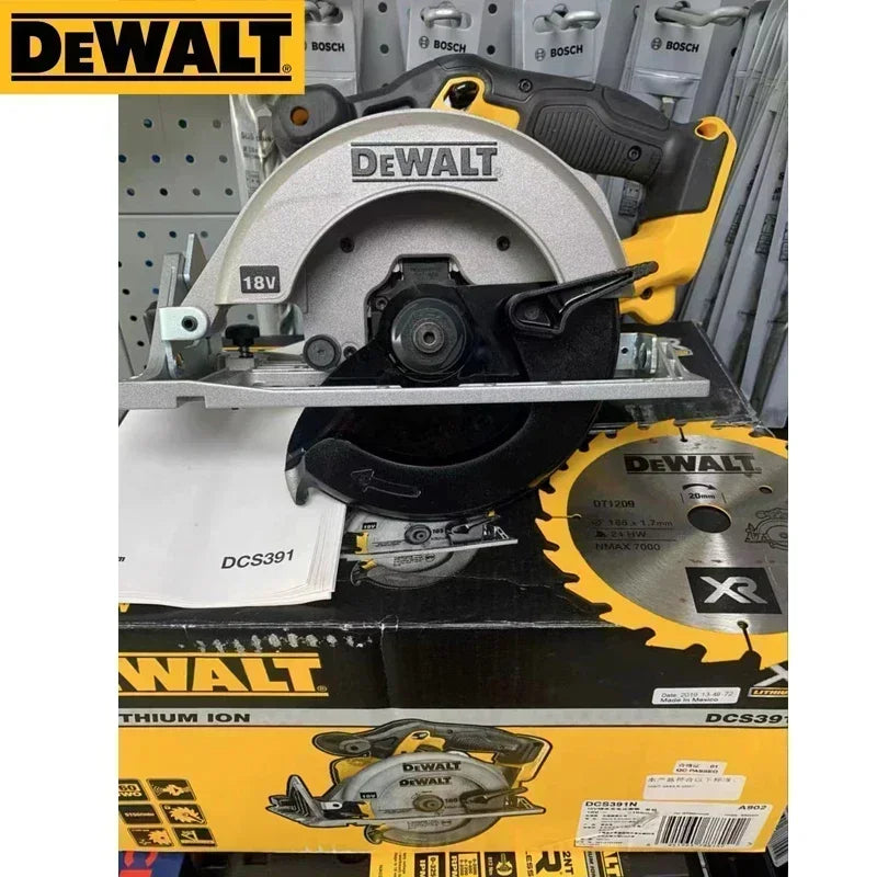 DEWALT DCS391 label detail close-up with safety information
