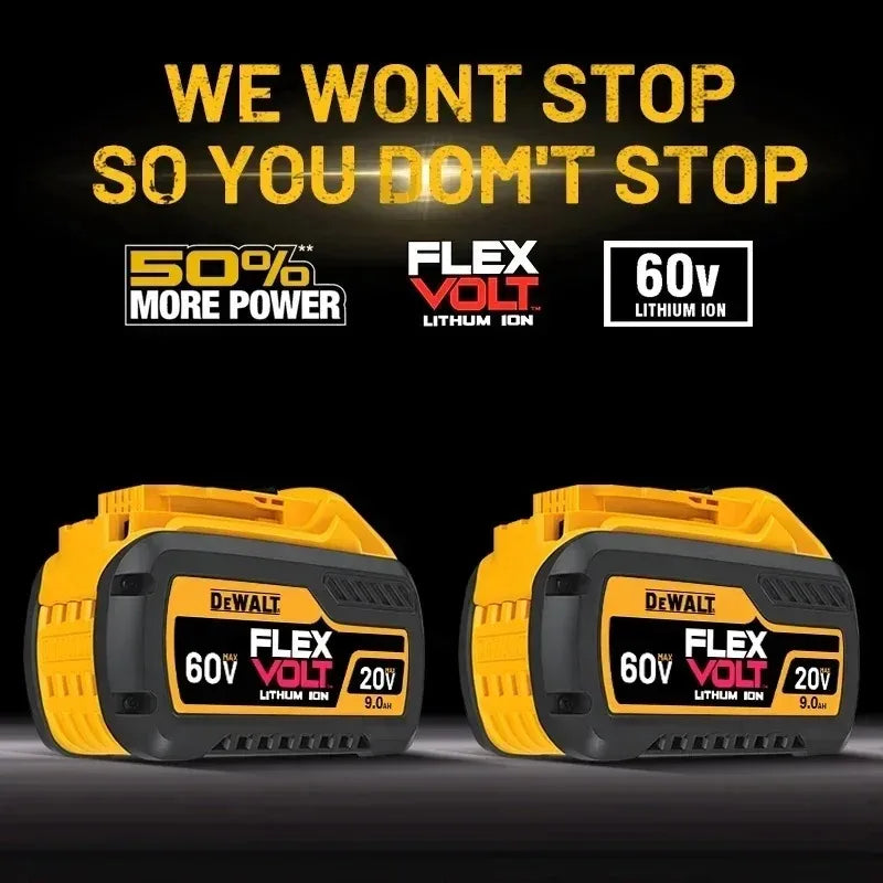 DeWALT Flex Volt dual battery set packaging, yellow and black view