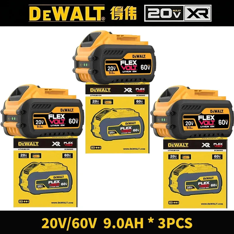 DeWALT Flex Volt battery packaging, 20V/60V and 9Ah capacity