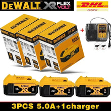 DeWALT Flex Volt battery set detail, three packs with 5Ah