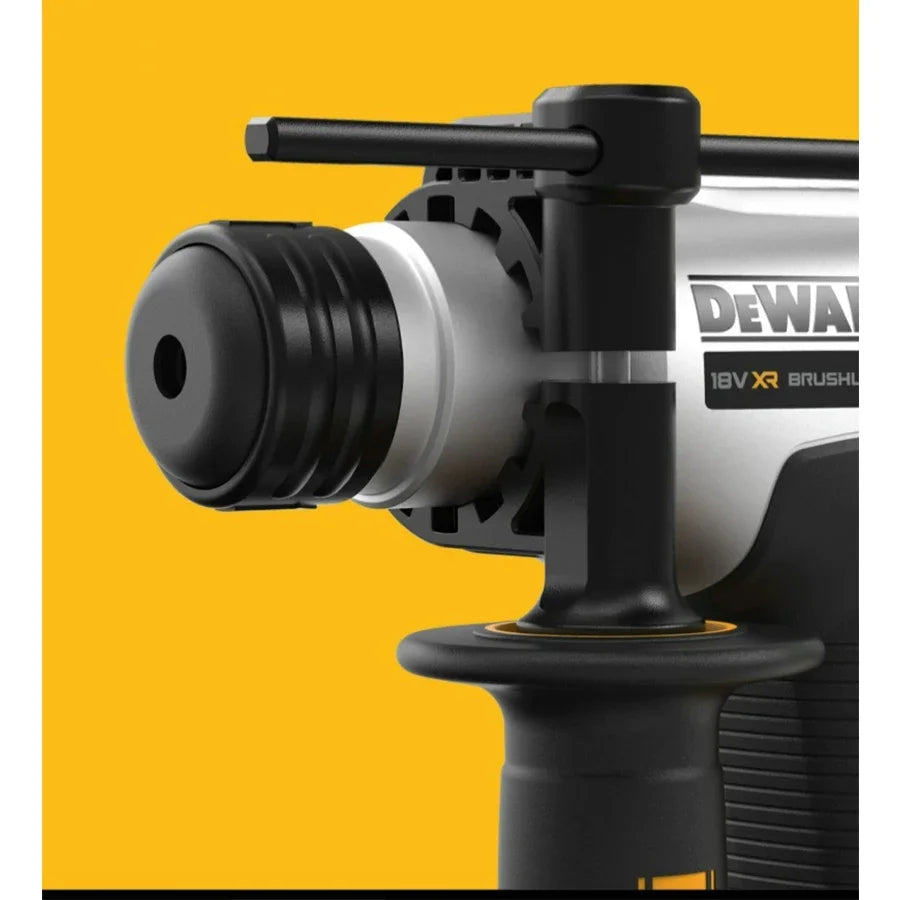 DeWalt DCH172N chuck detail close-up, black and silver drill hardware
