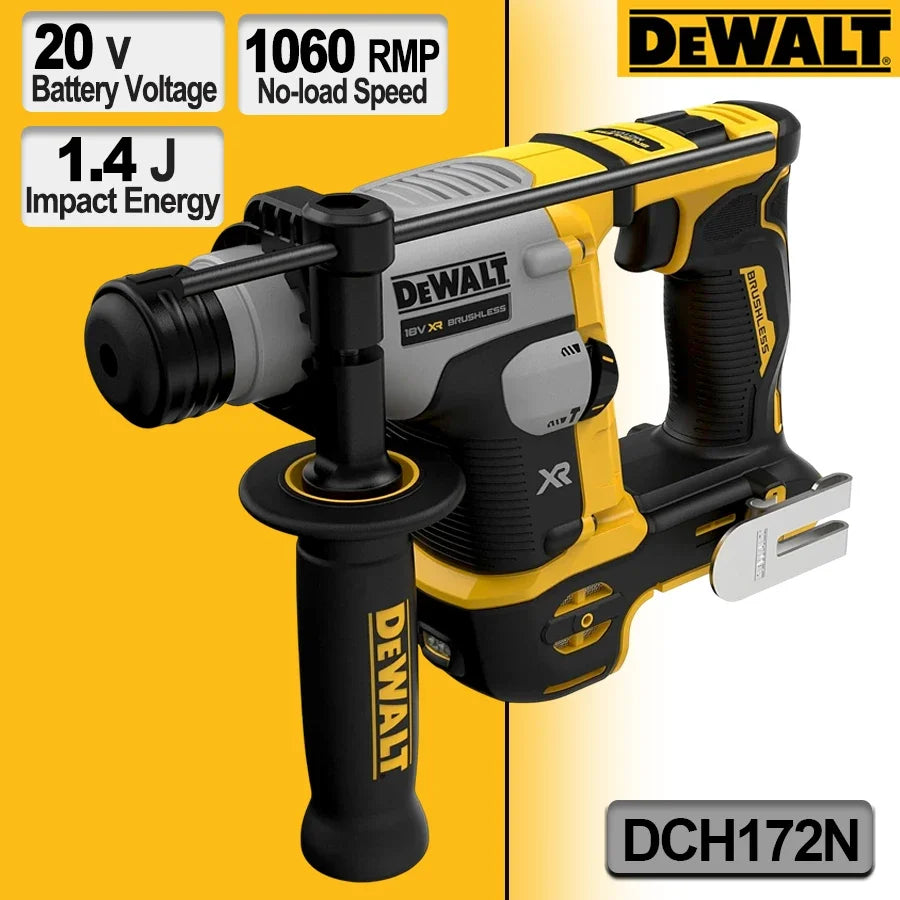 DeWalt DCH172N packaging front view, yellow and black cordless hammer drill