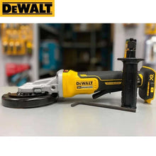 DEWALT angle grinder side view, adjustable guard and ergonomic handle