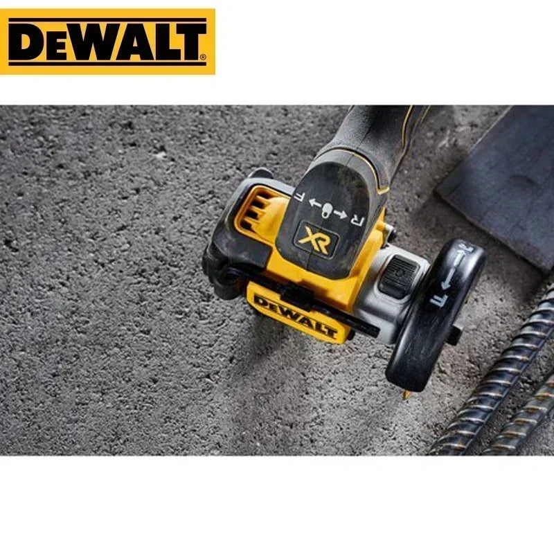 DEWALT DCS438B detail close-up showing compact cordless brushless cut-off tool