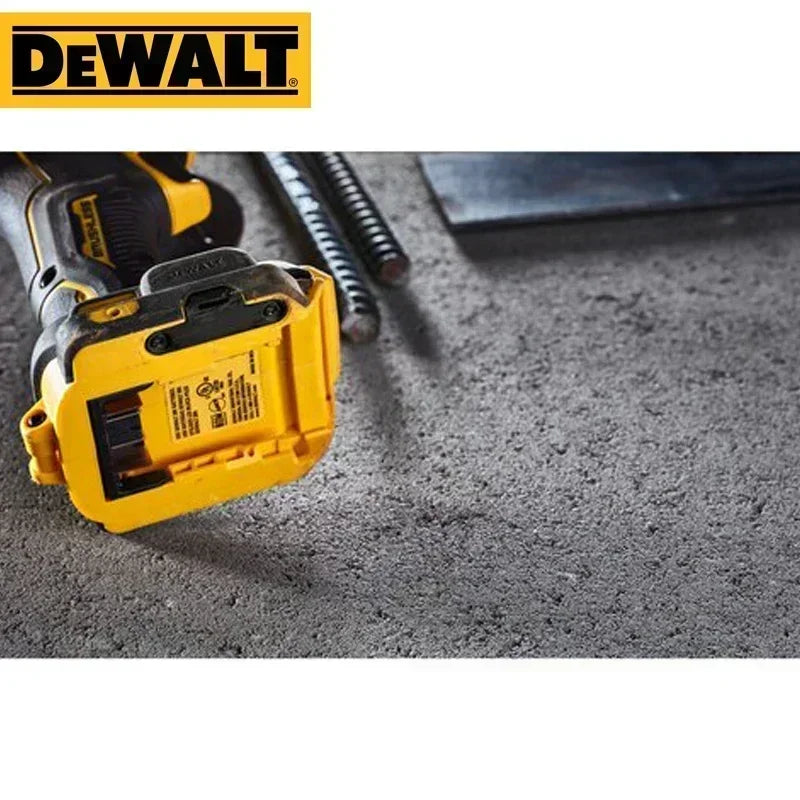 DEWALT DCS438B lifestyle shot of cordless cut-off tool with cutting disc