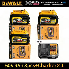 DeWalt 60V battery charger set packaging, yellow and black