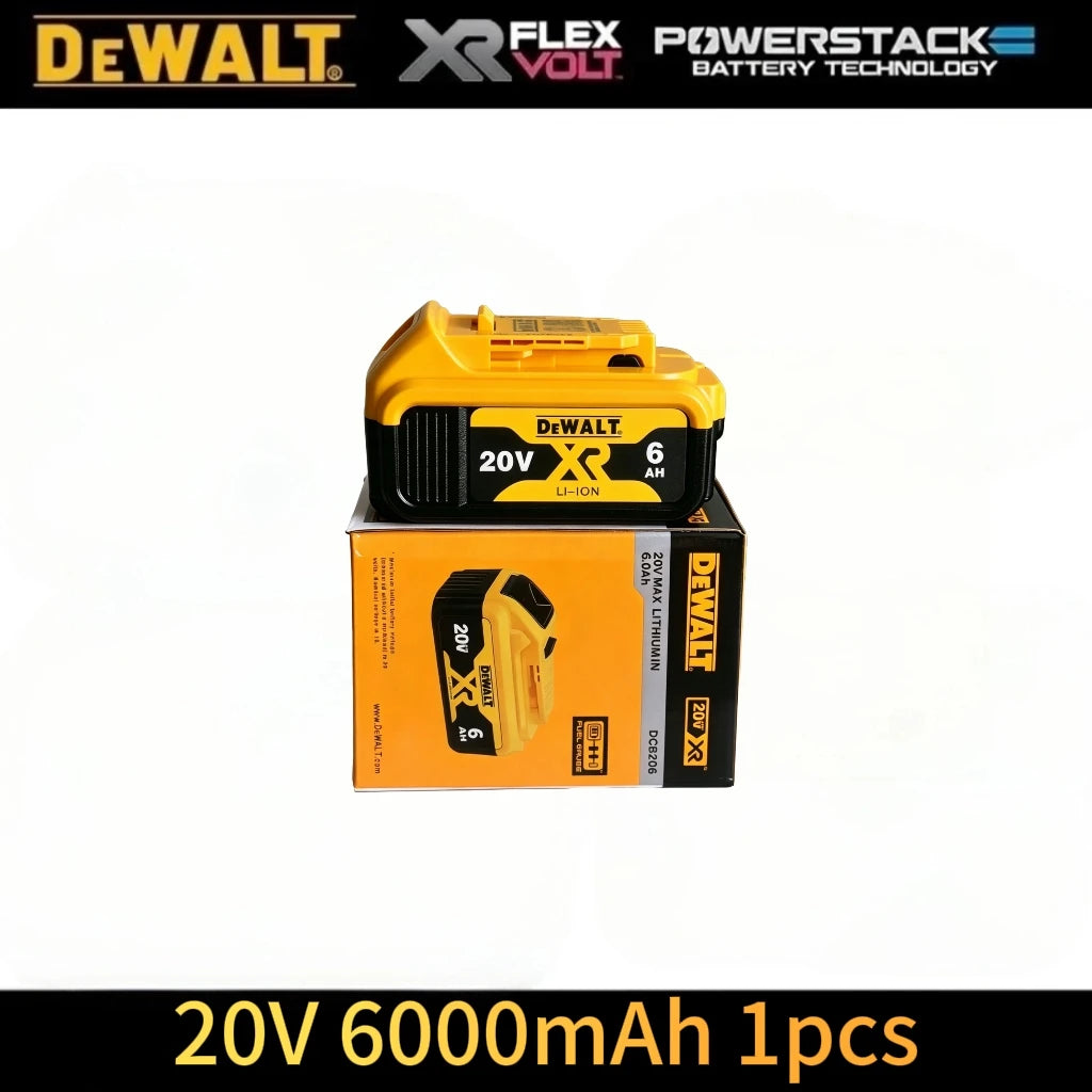 DeWalt battery pack packaging, yellow and black, capacity details