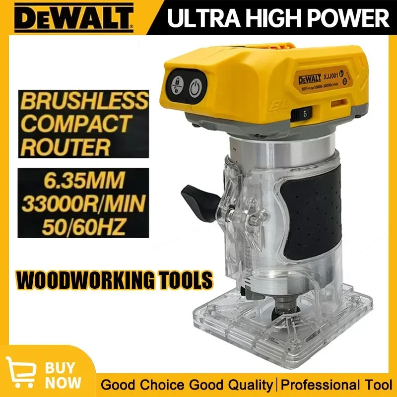 DeWalt electric trimmer side front view in yellow and silver