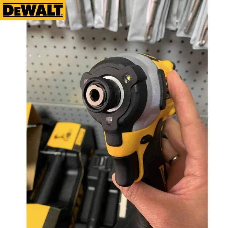 DEWALT impact driver head detail, 1/4-inch metal chuck and grip