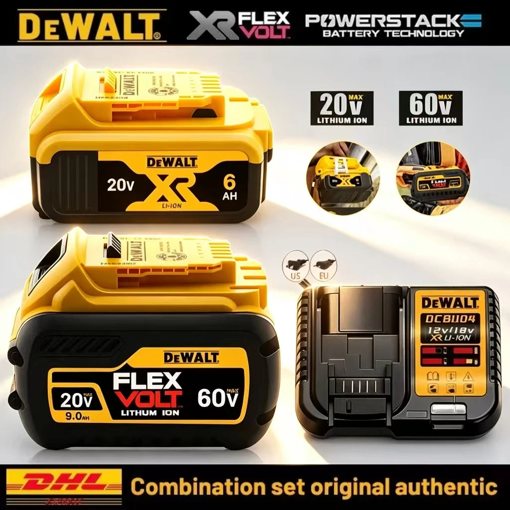DeWALT 20V battery detail close-up in yellow and black, compact design