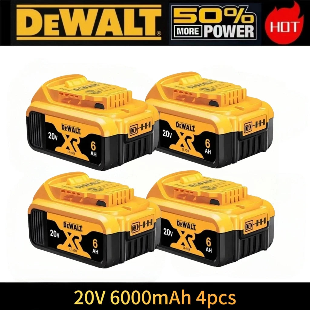 DeWALT battery pack set close-up in yellow and black, 20V pack