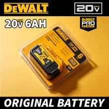 DEWALT 20V 6Ah XR battery packaging, yellow and black front view