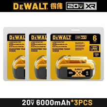 DEWALT 20V XR battery pack in yellow and black packaging on white