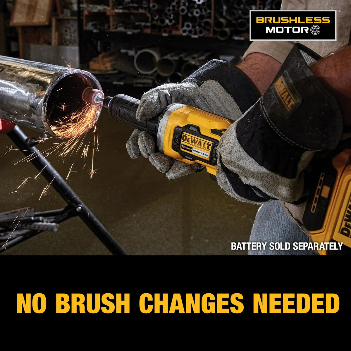 DEWALT DCG426 blade detail close-up with ergonomic handle
