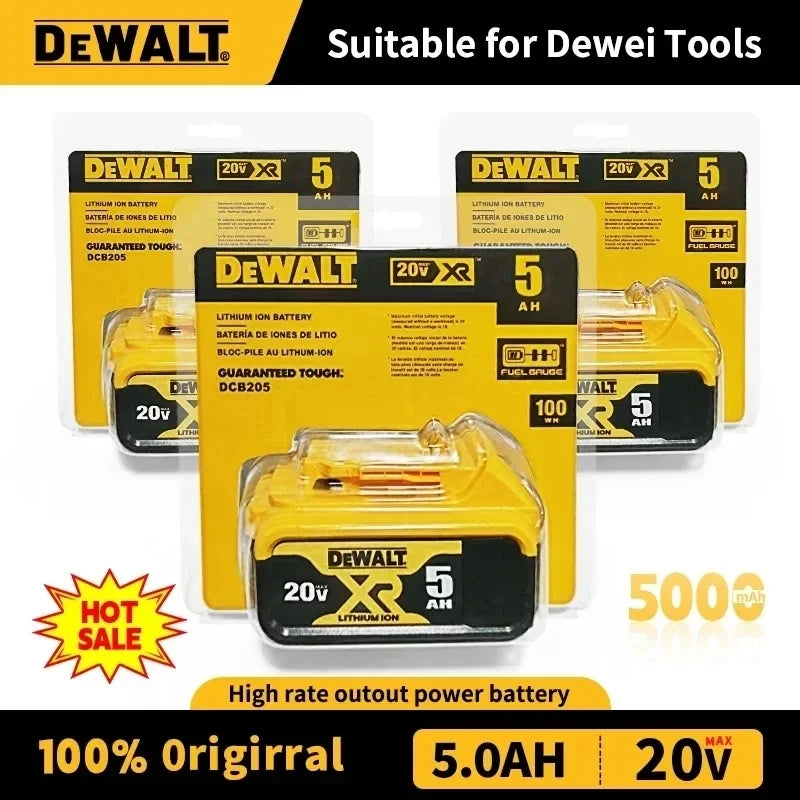 DeWALT 20V battery pack yellow-black packaging, front view