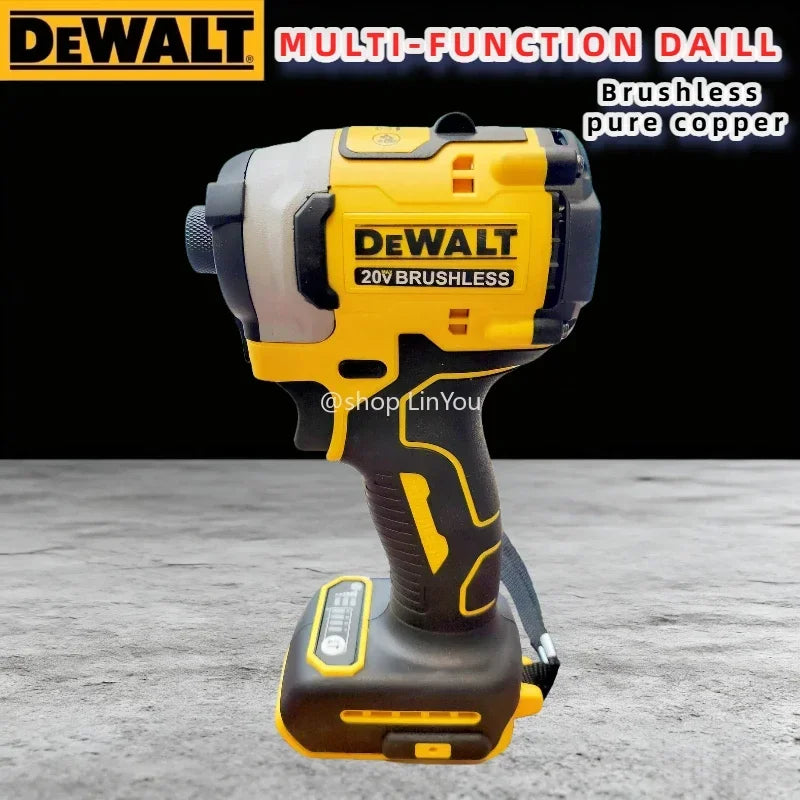 DeWalt DCF Old 850 lifestyle shot, yellow and black screwdriver in use