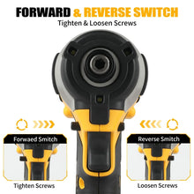 DeWalt DCF Old 850 switch detail, forward and reverse in yellow and black
