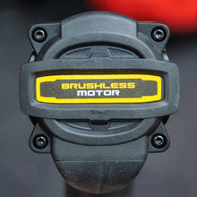 DEWALT DCF922 durable label detail with model info, black/yellow