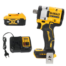 DEWALT DCF922 kit packaging showing impact wrench with battery and charger, yellow/black