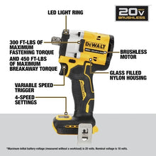 DEWALT DCF922 side view impact wrench highlighting brushless handle and battery slot