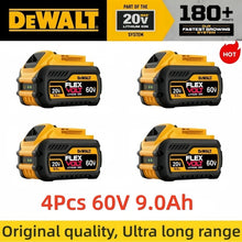 DeWalt 4-pack batteries front view, yellow and black