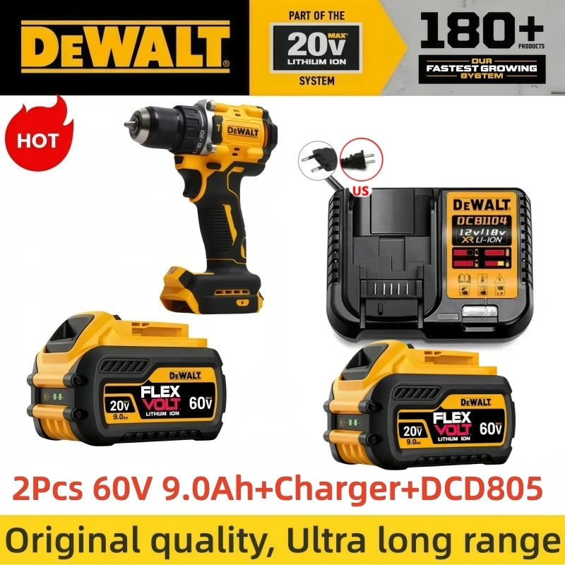 DeWalt drill set packaging, 20-piece kit with 60V batteries and charger