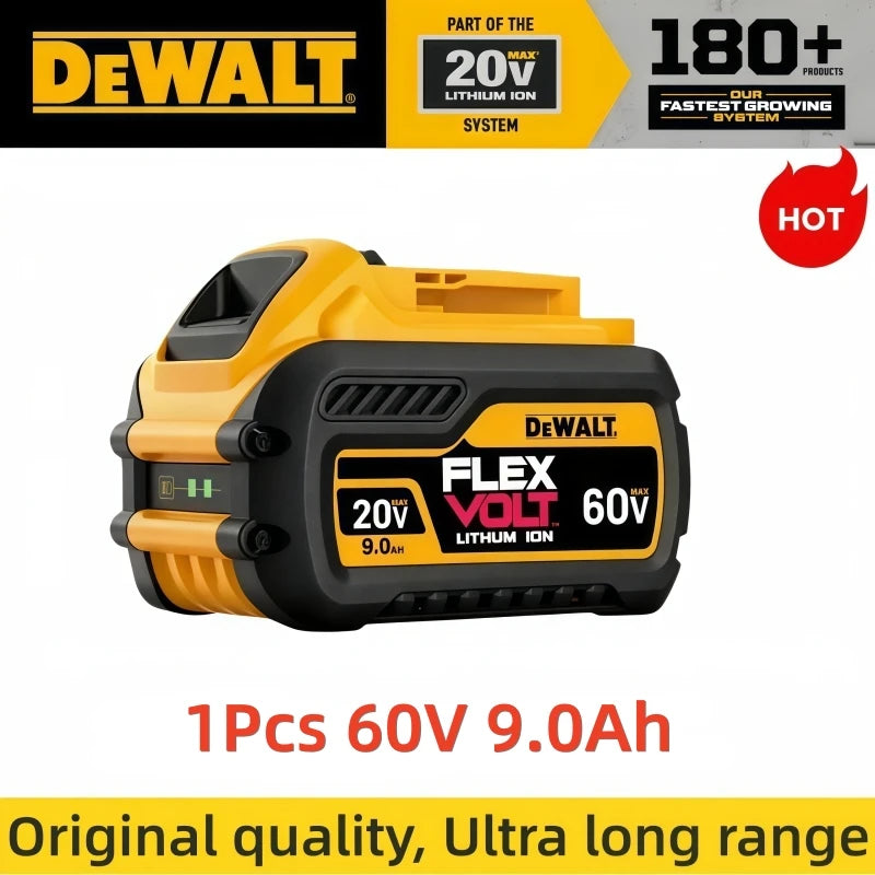 DeWalt 60V battery packaging, single unit in black and yellow