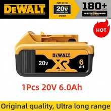 DeWalt 20V battery front view, yellow and black