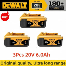 DeWalt 20V batteries 3-pack packaging, yellow and black front view
