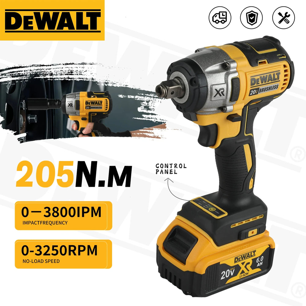 DeWalt DCF880 in action, yellow and black impact wrench lifestyle shot