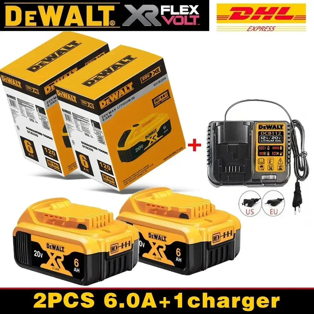 DeWALT FlexVolt battery and charger set packaging, yellow and black