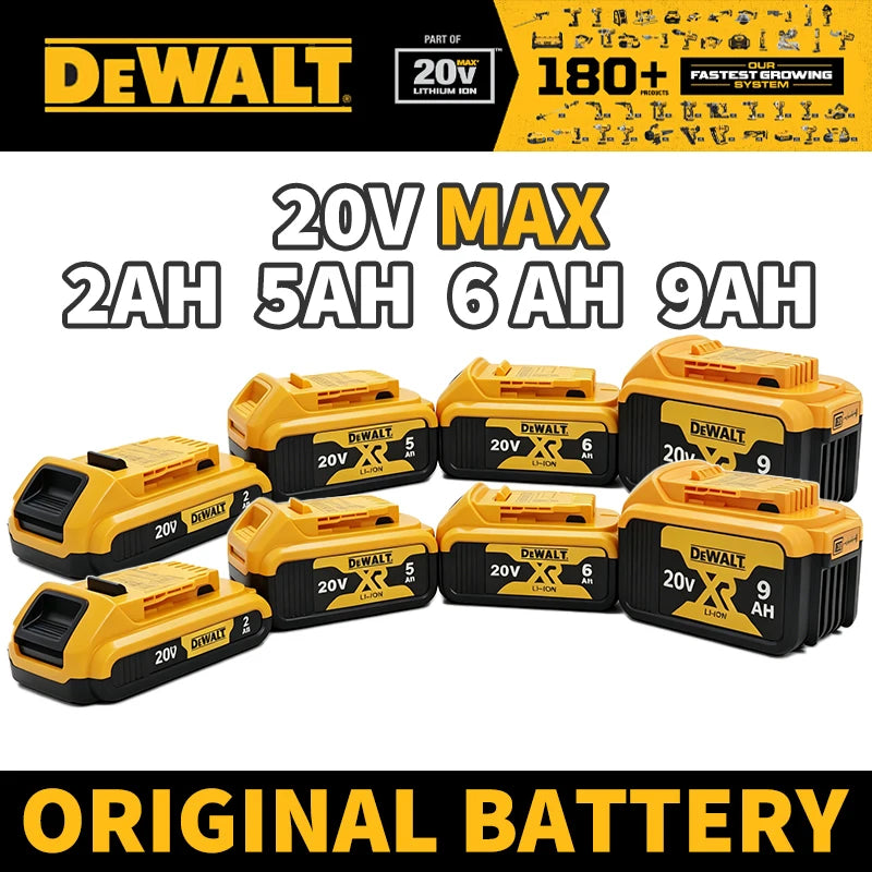Dewalt 20V MAX 6.0Ah battery pack yellow-black lifestyle shot