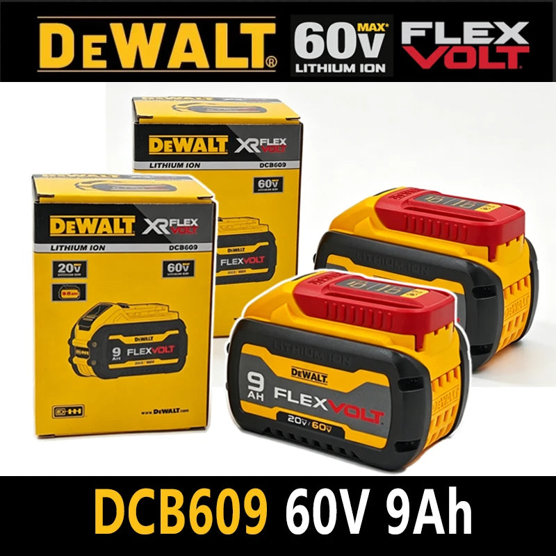 DEWALT FlexVolt battery packaging, yellow and black 60V 9Ah DCB609